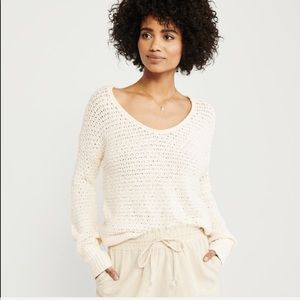 💛 Abercrombie & Fitch White / Gold Crew Sweater